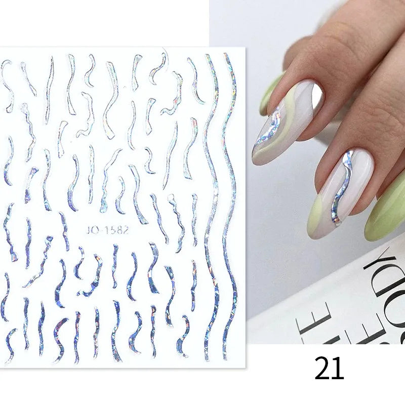 3D Lines Nail Stickers