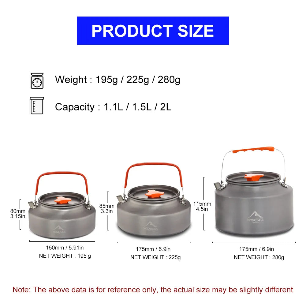 Camping Water Kettle Set 1.1L  2L 1.5L Outdoor Coffee & Picnic Gear