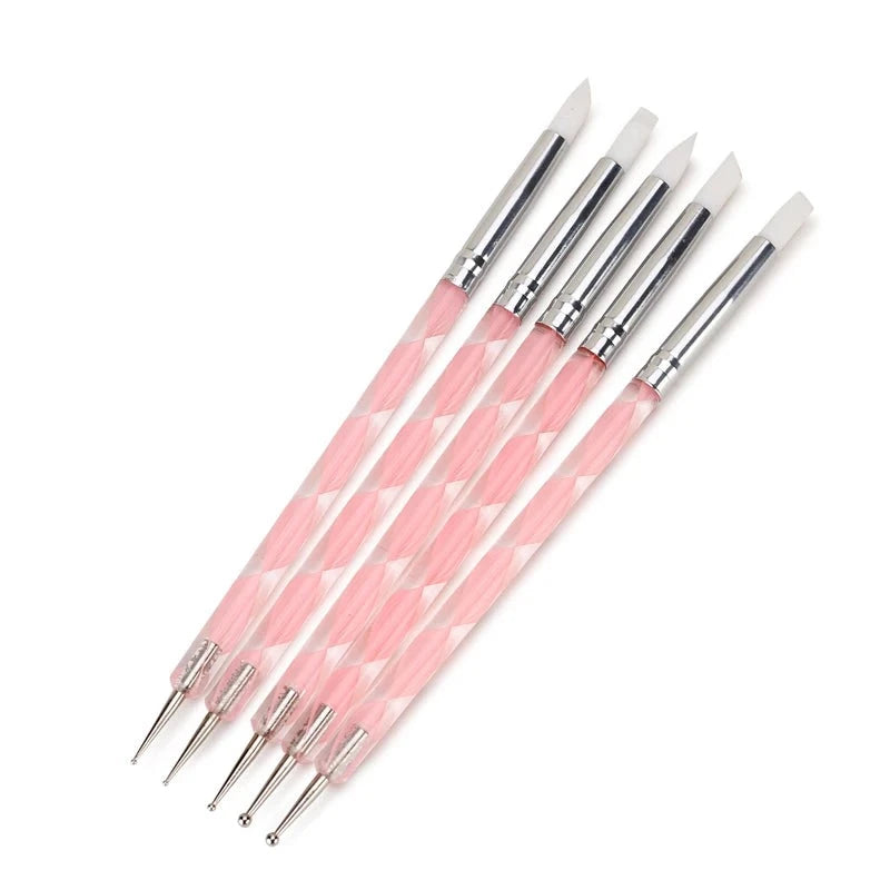 5 puntas de silicona acrílica para decoración de uñas de 2 vías.