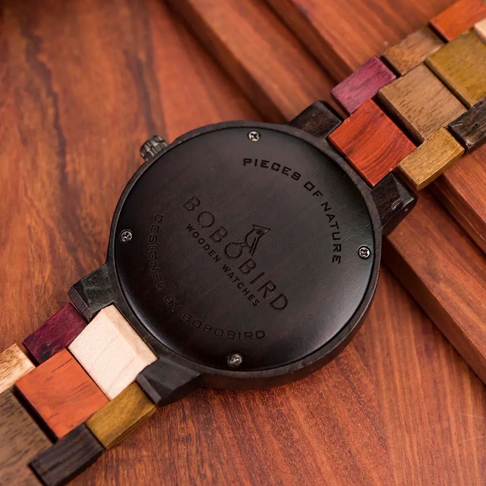 Wood Timepieces Week Date Display Quartz Watches