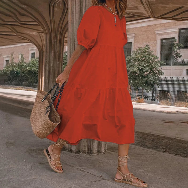Vestido bohemio casual de manga corta