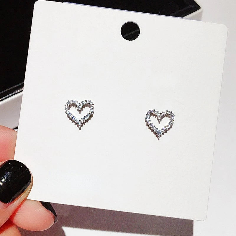 Heart Bling Zircon Stone Stud Earrings