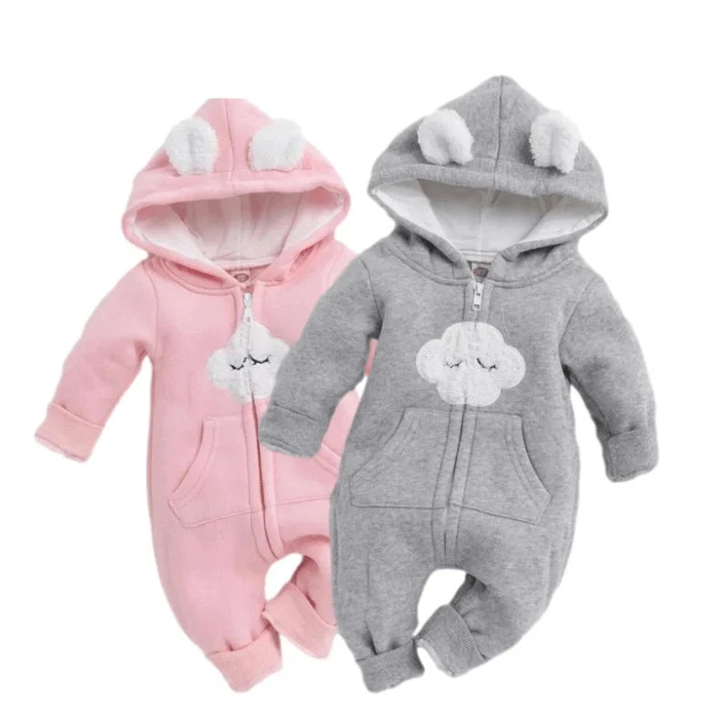 Cloud-Kapuzen-Strampler, warme Baby-Body-Kleidung
