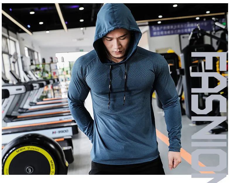 Men's Fitness Tracksuit Hooded Workout Set