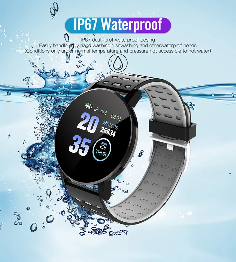 Heart Rate Blood Pressure Monitoring Fitness Tracker Smartwatch