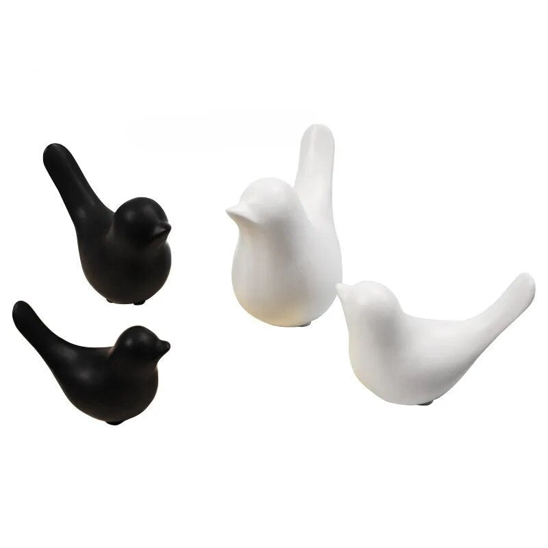 2 Pcs of Set Ceramic Bird Figurine Decor
