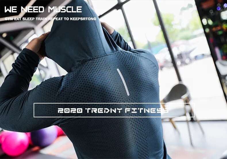 Men's Fitness Tracksuit Hooded Workout Set