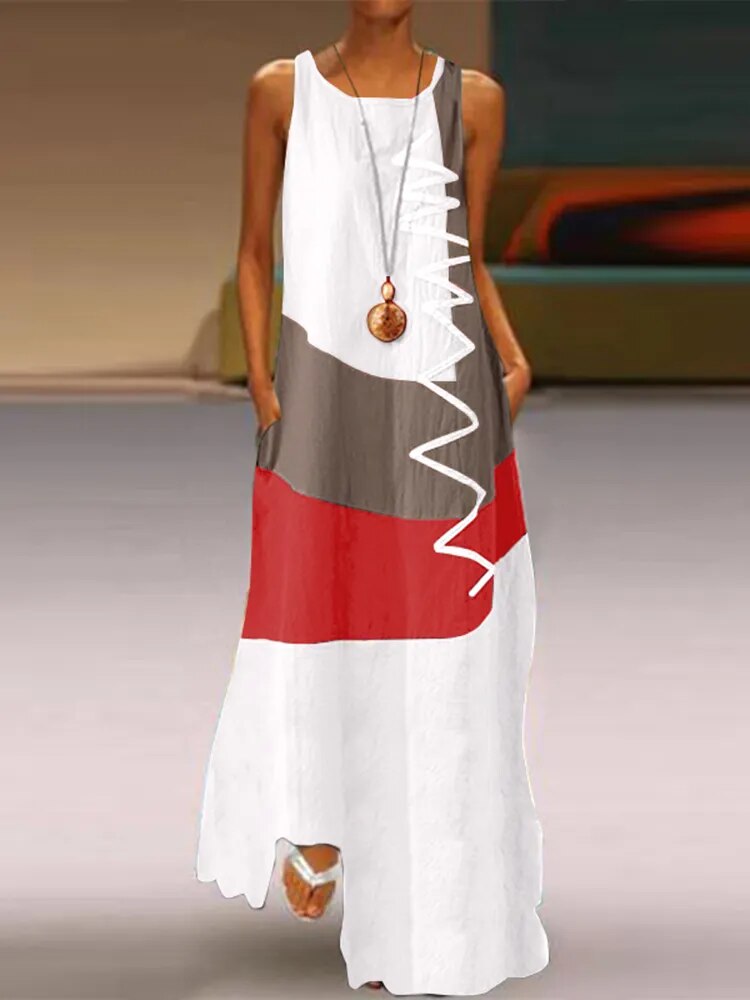 Patchwork Sundress Summer Maxi Dress
