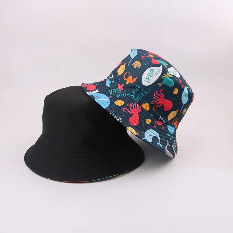 Sombrero de pescador con bordado de letras estilo coreano