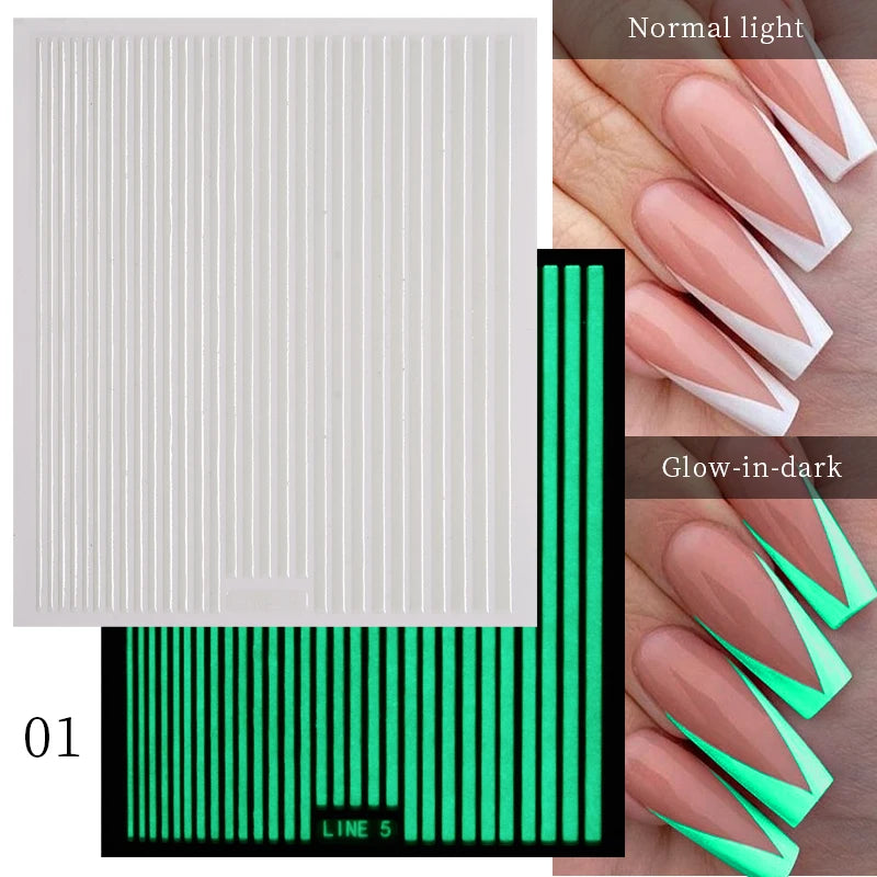 Papers Stripe 3D Nail Sticker