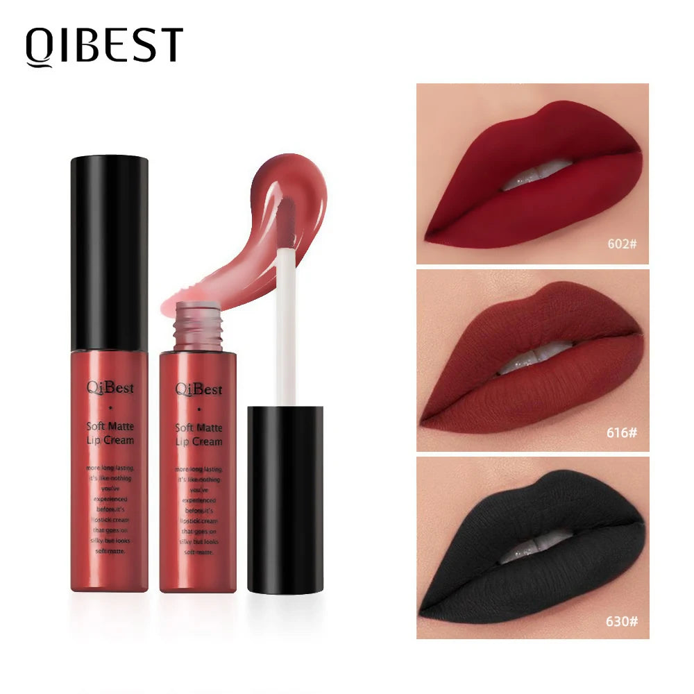 Lápiz labial mate con brillo de labios resistente al agua