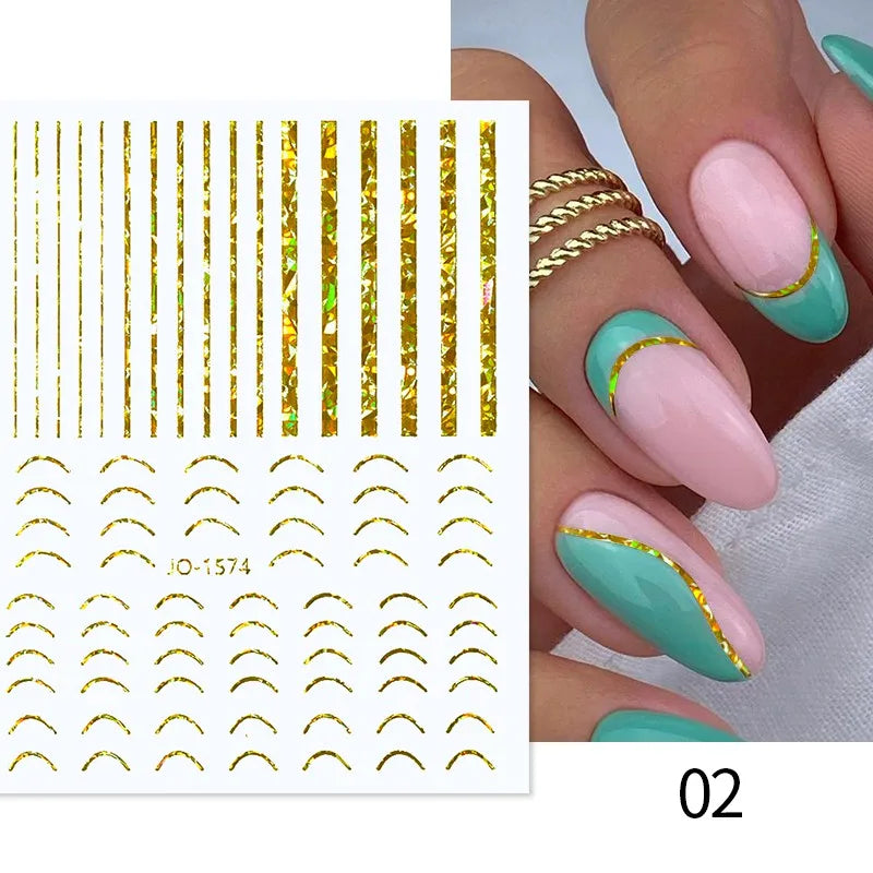 Papers Stripe 3D Nail Sticker