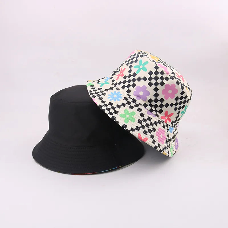 Sombrero de pescador con bordado de letras estilo coreano