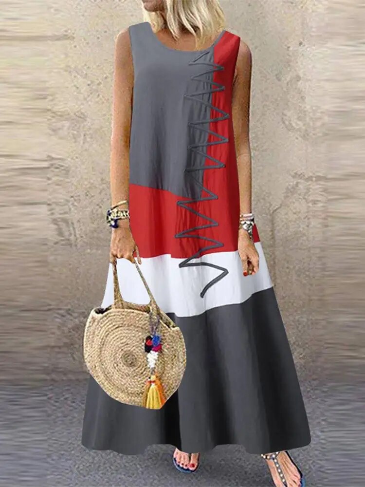 Patchwork Sundress Summer Maxi Dress