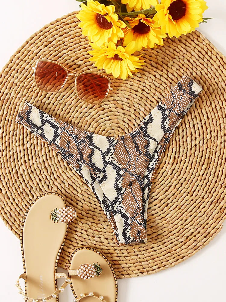 High Waist Thong Swimwear Trunks Bikinis Top