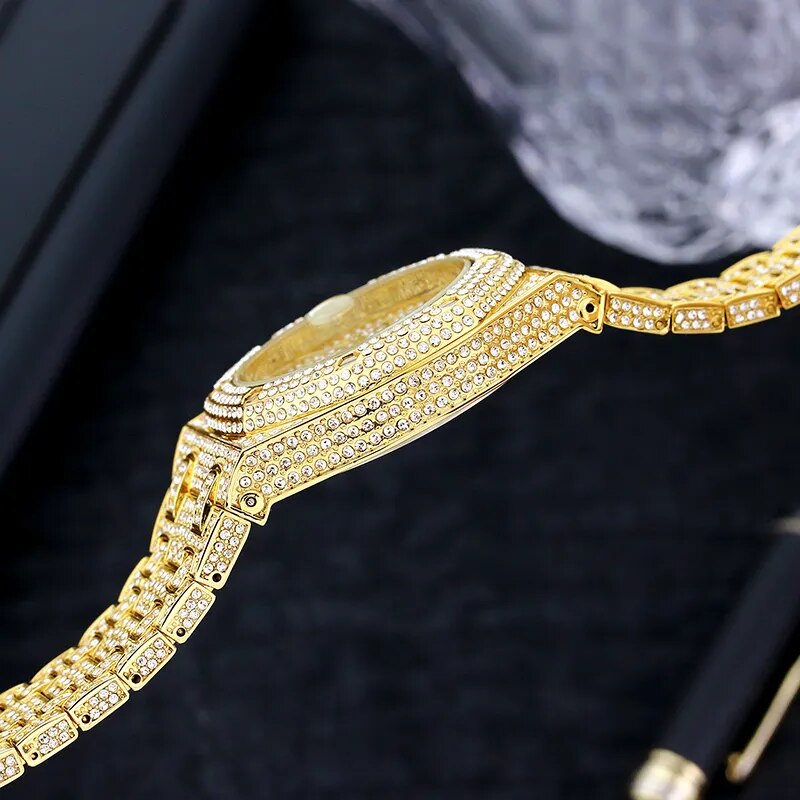 Waterproof Quartz Clock Hip Hop Iced Diamond Jewelry Wrist Watch