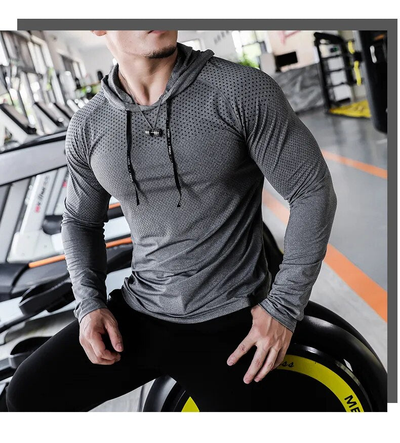 Men's Fitness Tracksuit Hooded Workout Set