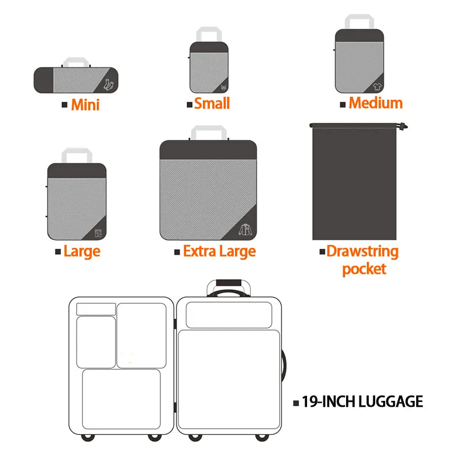 3/6PCS Cubes Travel Storage Set With Shoe Bag