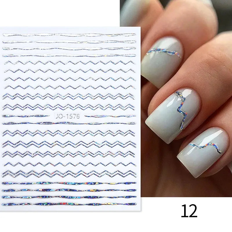Papers Stripe 3D Nail Sticker