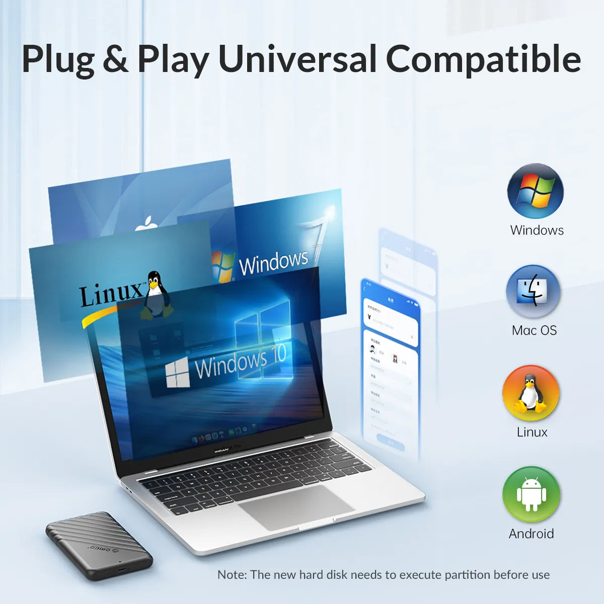 USB3.0 2.5" HDD 5Gbps  SSD PC Laptop