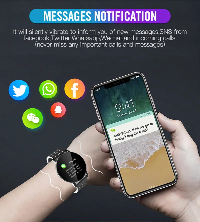 Heart Rate Blood Pressure Monitoring Fitness Tracker Smartwatch