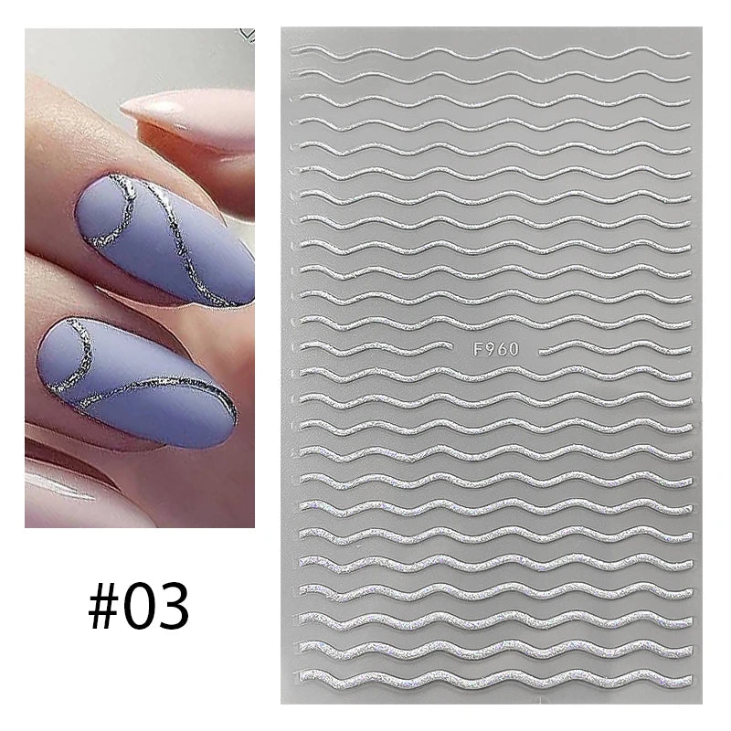 3D Lines Nail Stickers