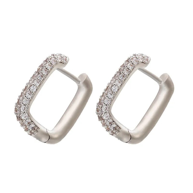 Hoop Crystal Accents Earrings