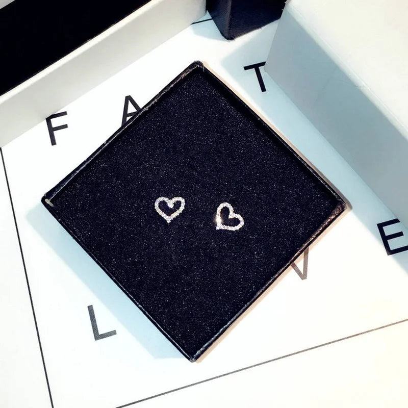 Heart Bling Zircon Stone Stud Earrings