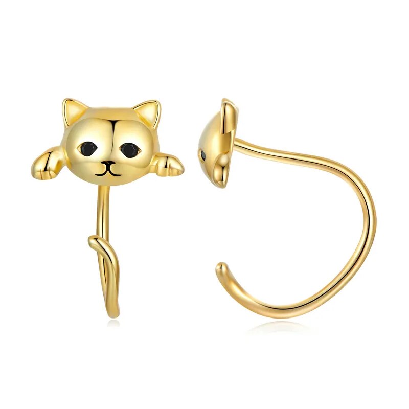Genuine Sterling Minimalist Cute Tail Stud Earrings