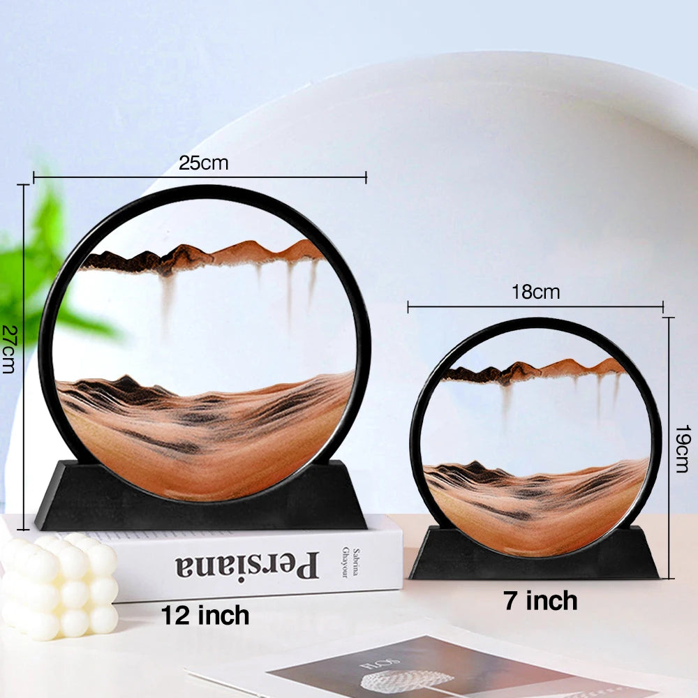 Bewegliches Sandkunstbild aus rundem Glas