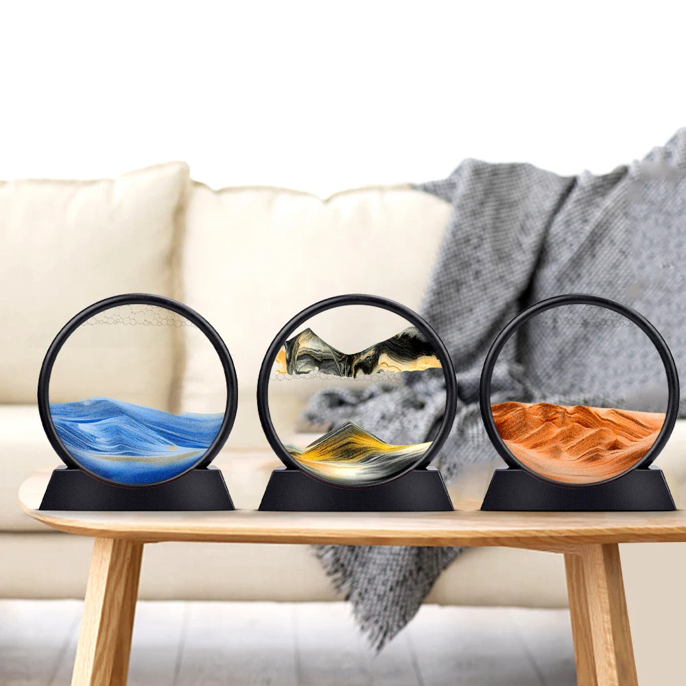 Bewegliches Sandkunstbild aus rundem Glas